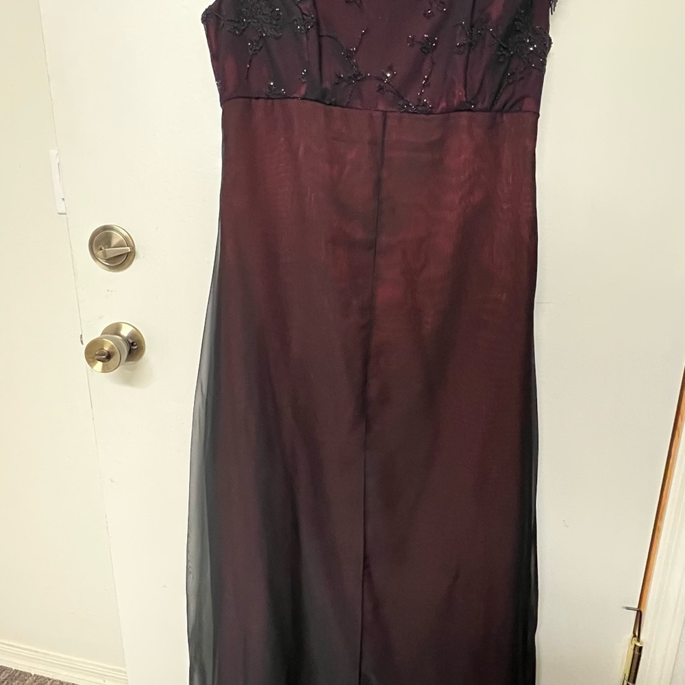 Faviana Titanic Black and Purple Maxi Dress